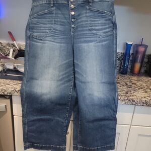 Stylish Blue Denim Wide Leg Jeans